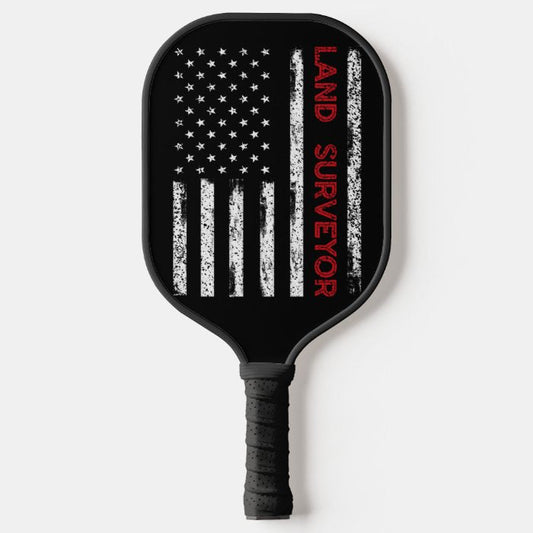 Flag With Word Land Sureyor Pickleball Paddle